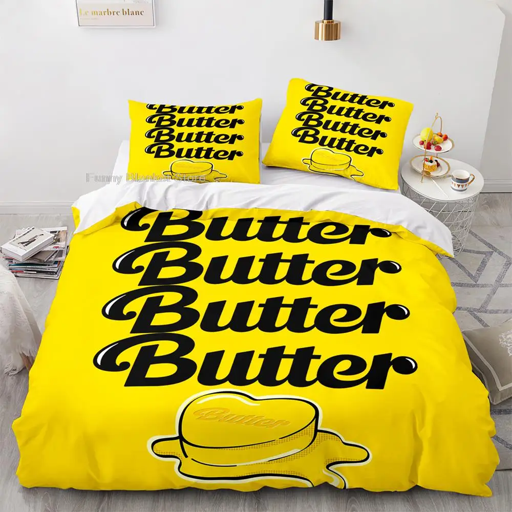 

Bangtan Butter Bedding Set Single Twin Full Queen King Size Buttere Bed Set Aldult Kid Bedroom Duvetcover Sets 3D Anime 026