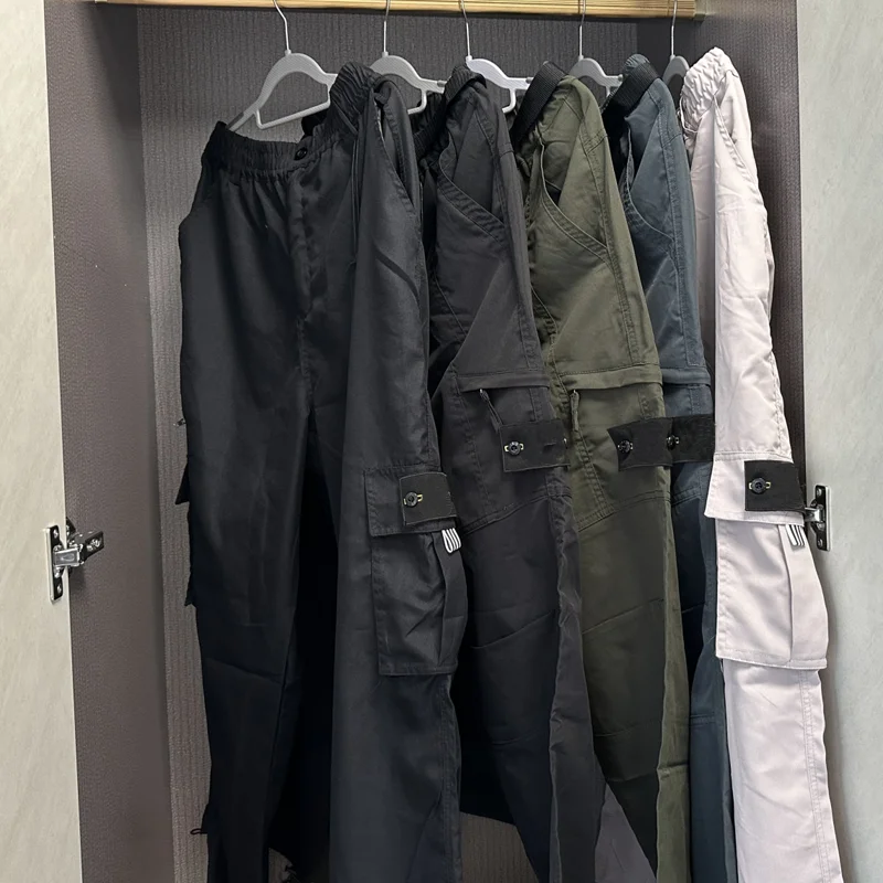 

2023 NEW Men Designer Stone Cargo Work Pants Big Pocket Casual Black Multi Pocket Sports Trousers Men Brand Outdoor Cargo Pants