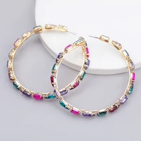 jijiawenhua fashion trend womens rhinestone big hoop earrings dinner temperament statement accessories hot sale