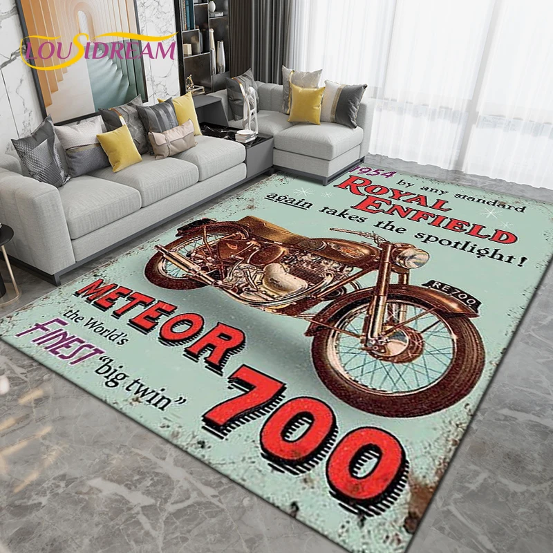 

Retro Vintage Motorcycle Area Rug Large,Carpet Rug for Living Room Bedroom Sofa,Kitchen Bathroom Doormat Non-slip Floor Mat Gift