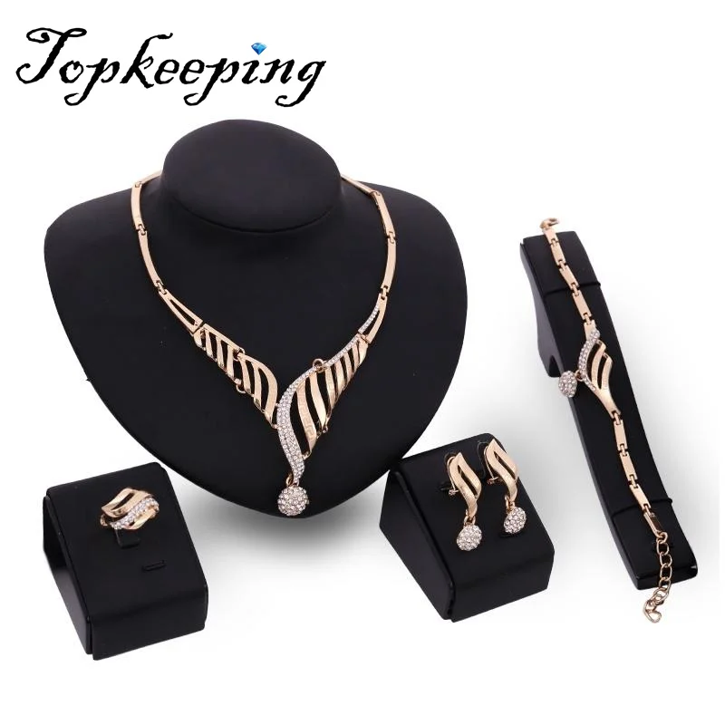 

Valentine's Day Gift Chunky European Jewelry Gold Filled Pendant Design Africa Jewelry Necklace Bracelet Ring Earrings 4PCs Jew