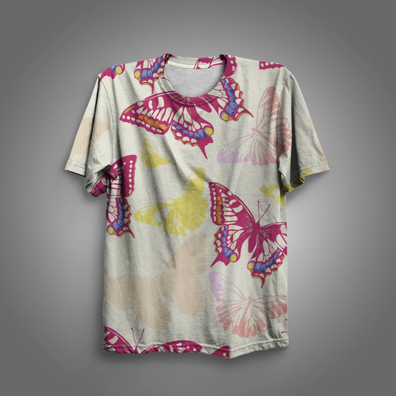 

Женская футболка с коротким рукавом и принтом в виде бабочек