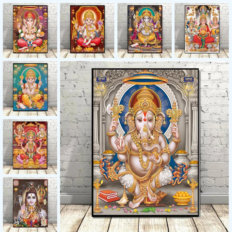 

Плакат из Индии, золотых храмов, слон, Бог, живопись, холст, плакат и принты, религия, искусство на стену для гостиной, домашний художественный Декор