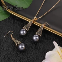 cring coco vintage enamel jewelry sets hawaiian polynesian trend zinc alloy pendant necklace pearl earrings set for women party