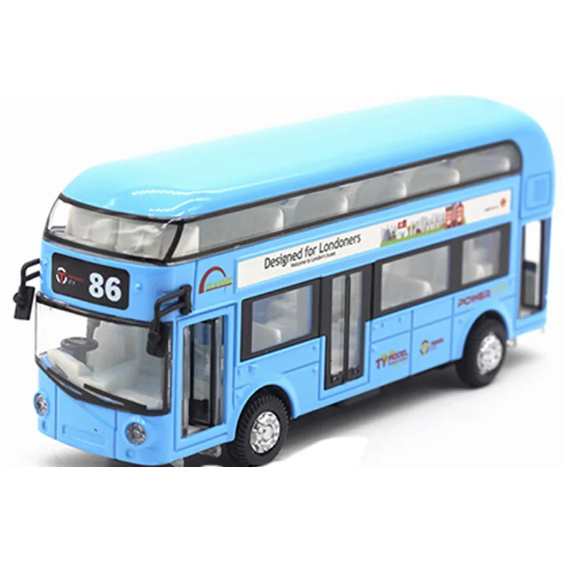 Diecast London Bus Double Decker Light &amp Music Open Door Design Metal Alloy For Londoners Toys Children