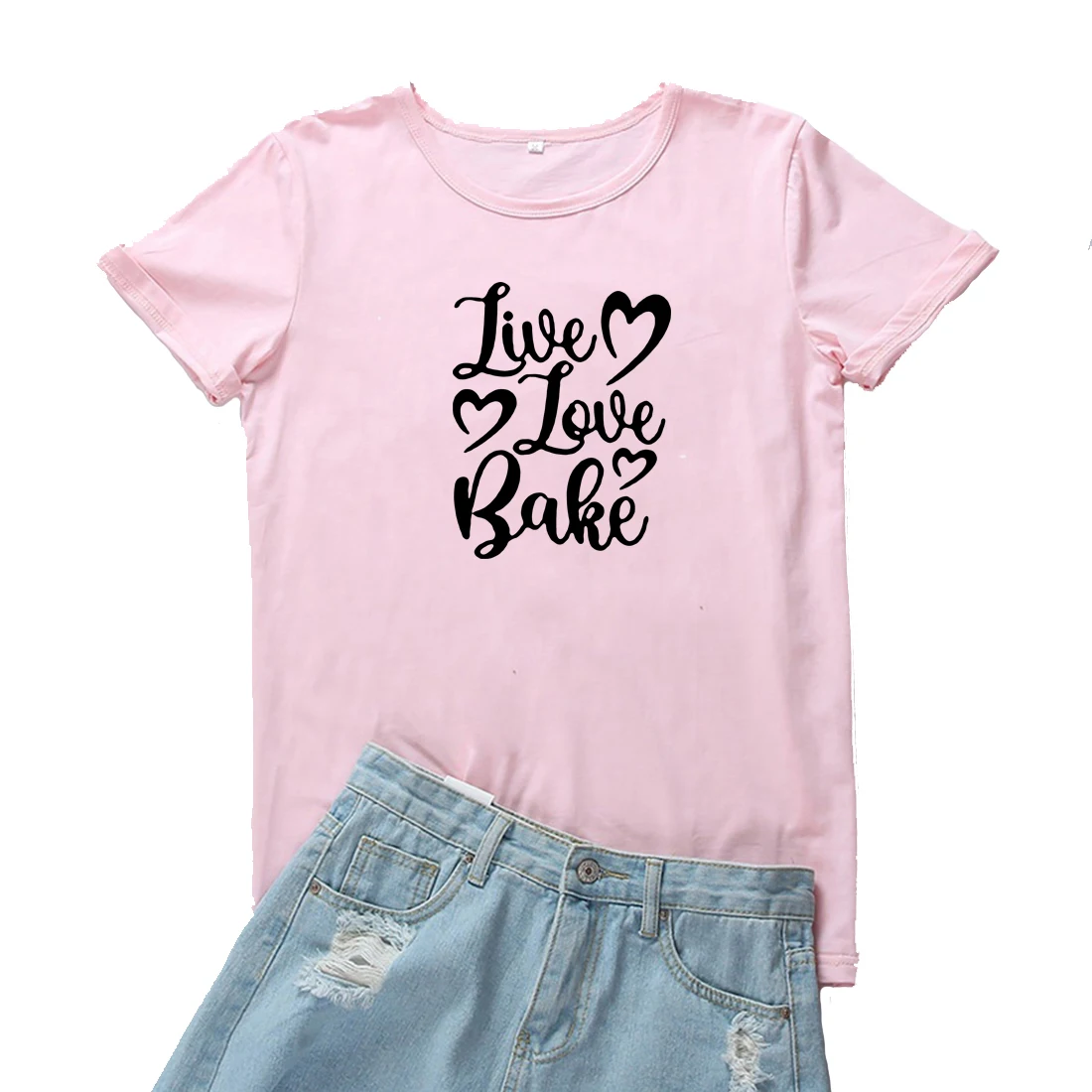 

Женские футболки Live Love Bake, модная простая футболка с надписью и графикой, женская готическая футболка с рисунком, одежда с коротким рукавом