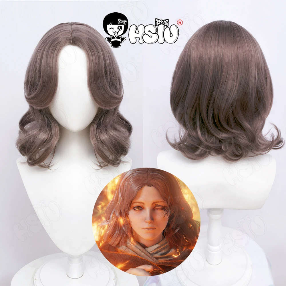 

Melina Cosplay Wig Game Elden Ring Cosplay HSIU Taro color short curly hair+Free Wig Cap Cosplay Heat Resistant Synthetic Hair