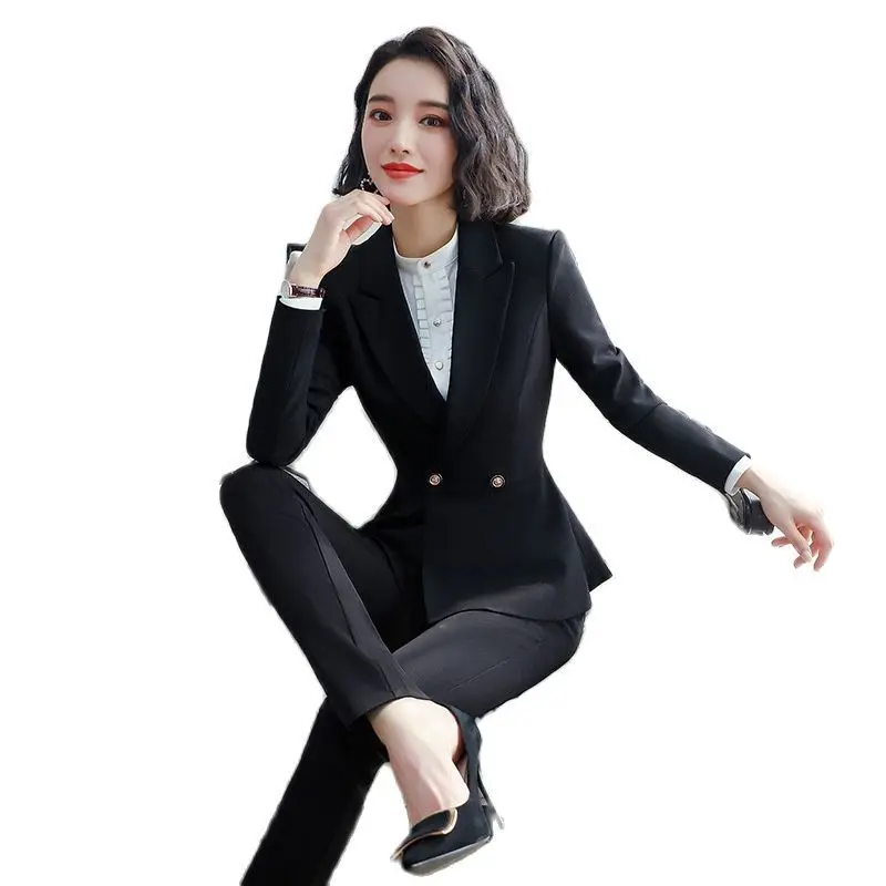 Autumn Winter Formal Women Business Suits with Pants and Jackets Professional OL Styles Blazers for Ladies Office Pantsuits