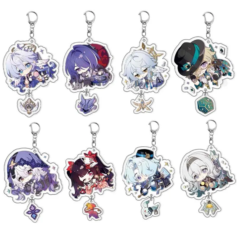 Honkai Star Rail Game Keychain For Penocony Robin Acheron Aventurine Black Swan Sparkle Misha Clara With Pendant