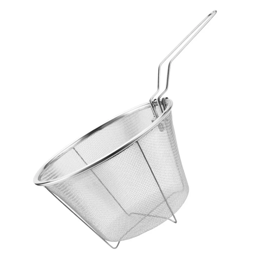 

Deep Fryer Baskets Chips Mesh Strainer French Collapsible Collander Turkey Fryer Bracket Stainless Steel Frying Basket