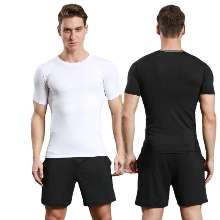 Summer Men's T-shirt Tight-fitting Short-sleeved Running Sports Fitness T-shirt Quick-drying High Elastic Sweatshirt Men's Top
