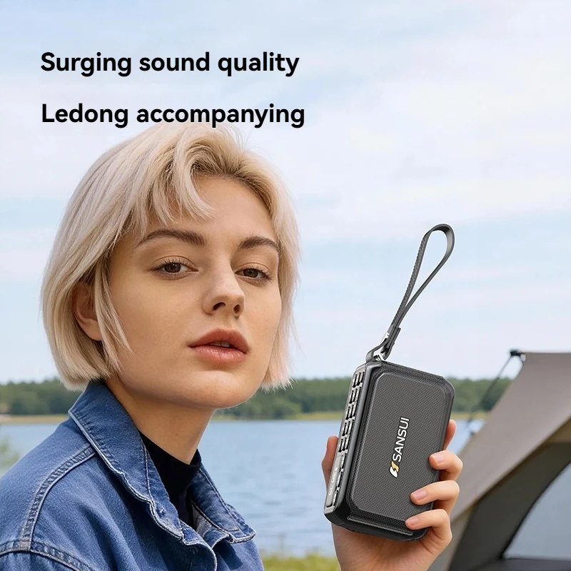 Фото Цифровое FM-радио SANSUI F81, 15 Вт, беспроводной Bluetooth-динамик, полнодиапазонный динамик, басовая диафрагма, HD-вызовы, красочная RGB-подсветка, AUX/USB №4