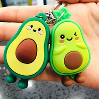 2pc silicone avocado keychains for women kawaii key rings cute chain accessories for car bag creative unique ornament gifts kid