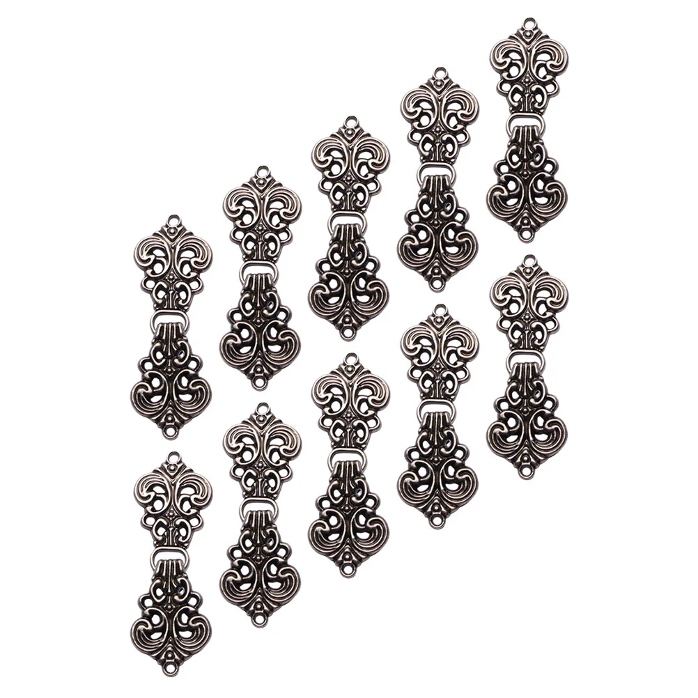 

10 Pairs Buttons Clothes Auspicious Cloud Pattern Hollow Buckle Sew Cheongsam 5X1.8cm Ruffled Coat Chinese Alloy Vintage Bride