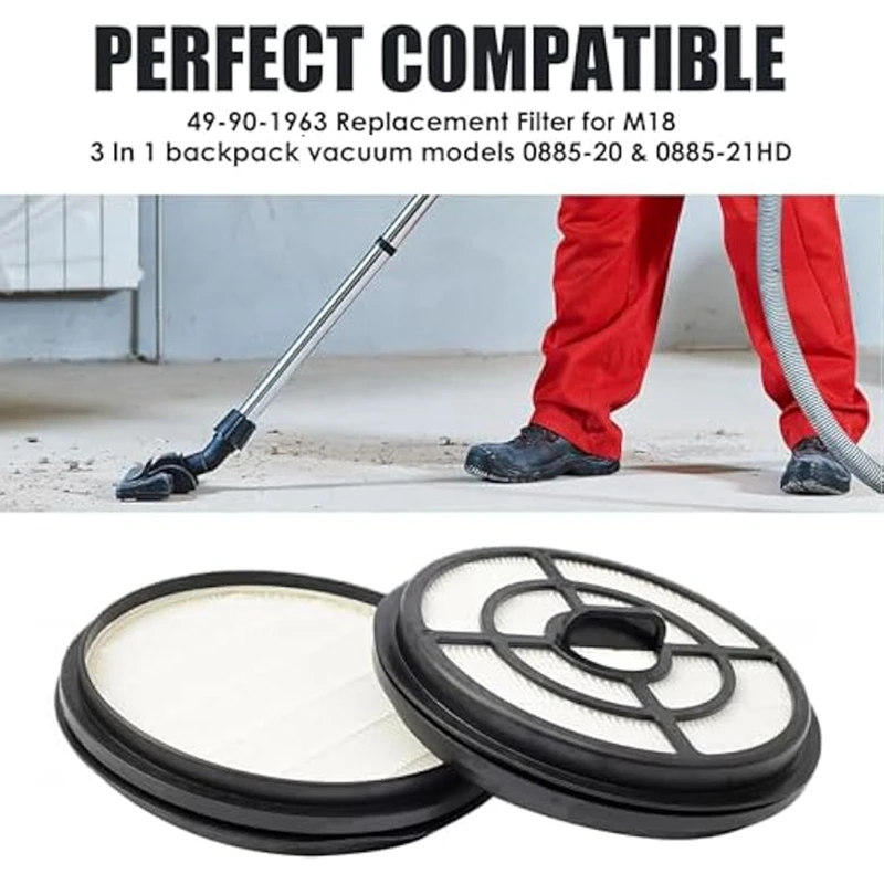 49-90-1963 Сменный HEPA-фильтр для пылесоса Milwaukee M18 3-в-1 подходит 0885-20 и 0885-21HD