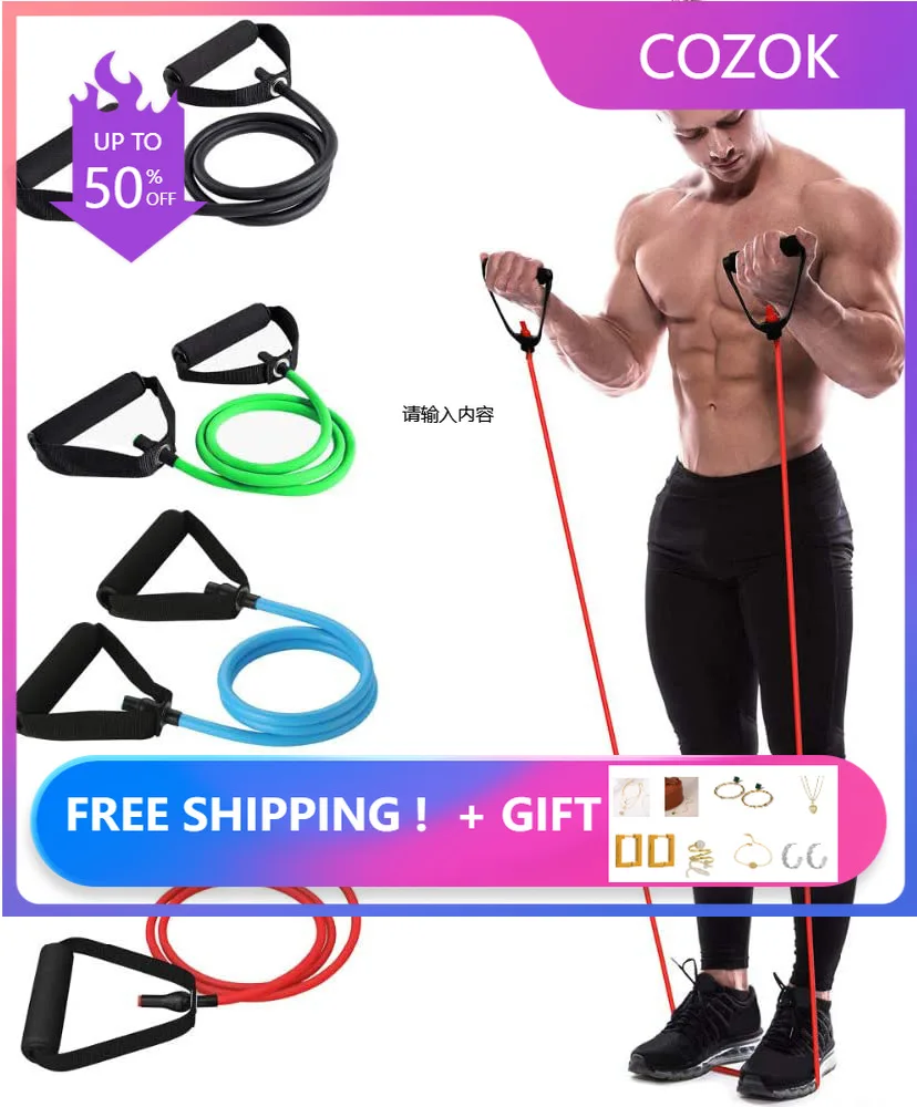 

5 Levels Resistance Bands With Handles Yoga Pull Rope Elastic Fitness Exercise Tube Band For Home Workouts Strength Training