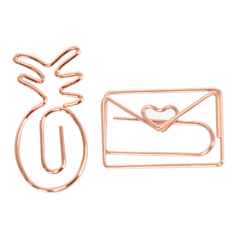

20Pcs Rose Gold Paper Clips Envelope-shaped Paperclips Pineapple-shaped Paper Clip Cute Bookmarks with Case for Students