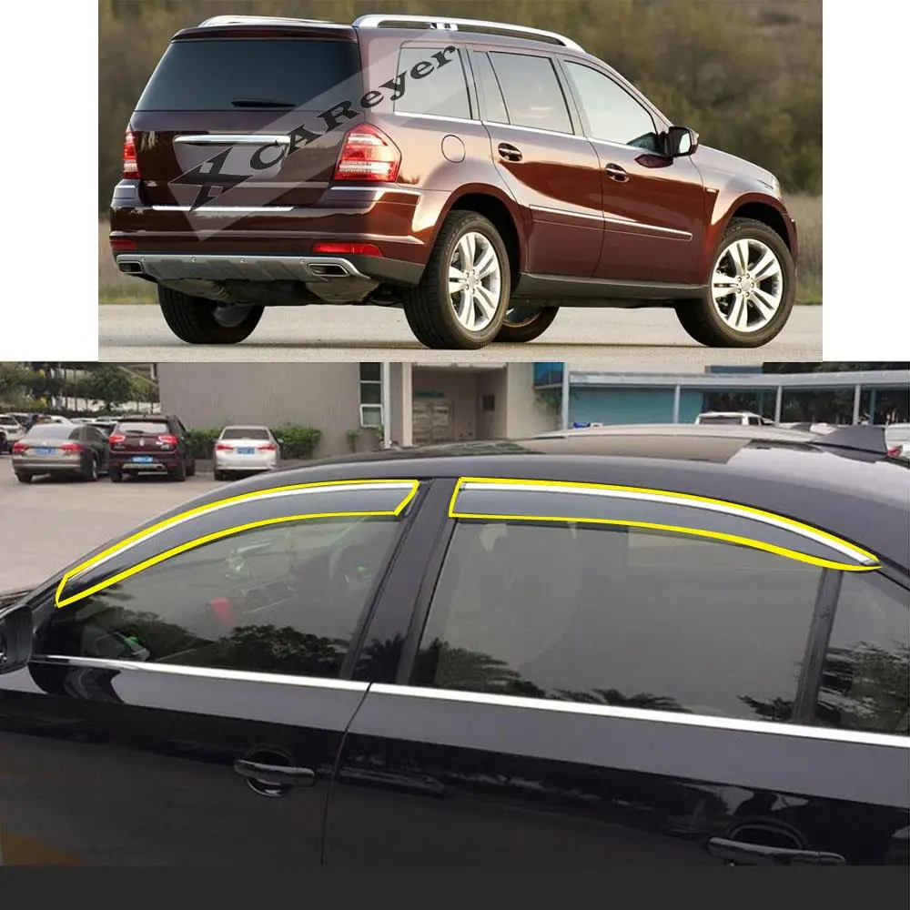 Car Sticker Plastic Window Glass Wind Visor Rain/Sun Smoke Guard Vent Deflectors For Mercedes Benz GL X164 2006-2012