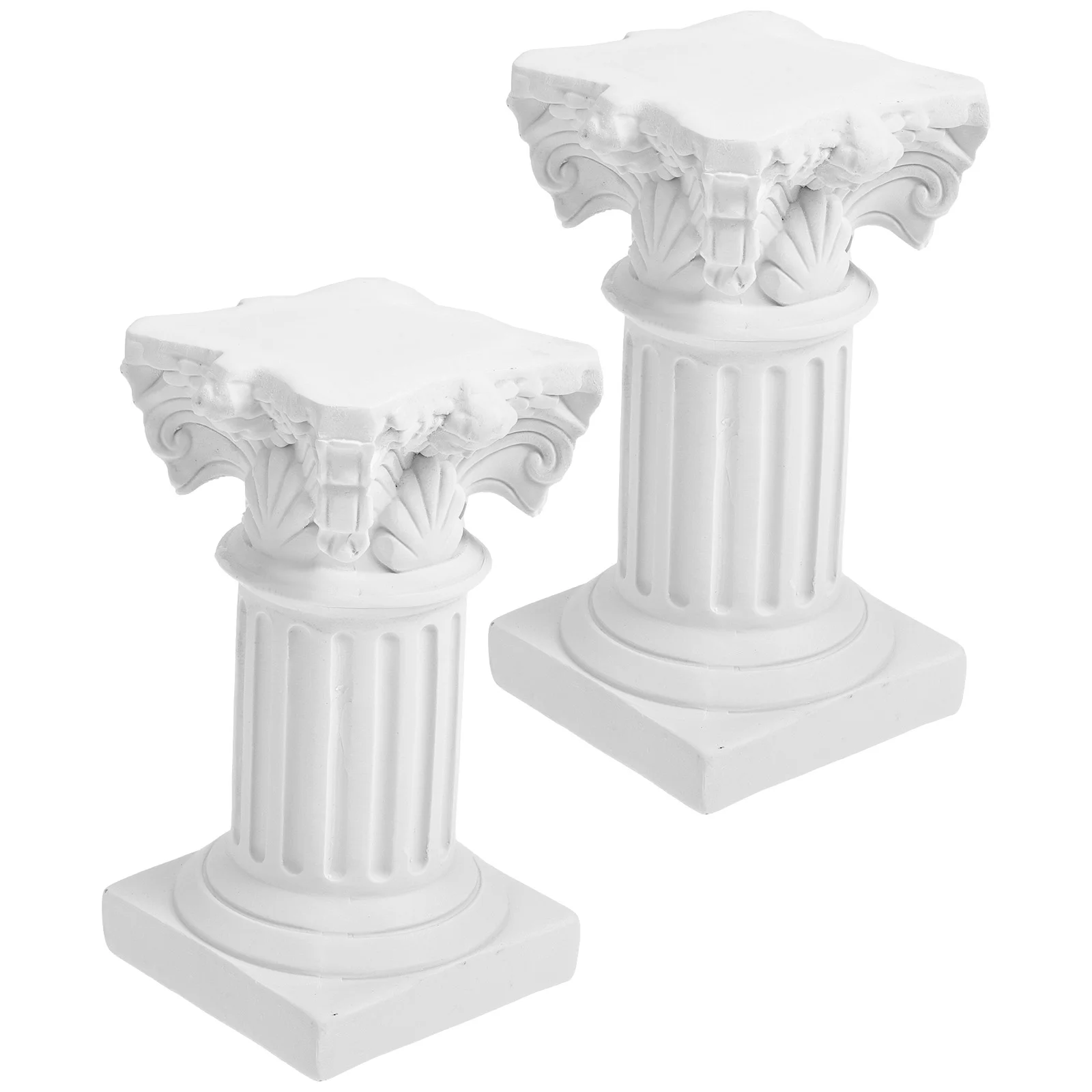 

2Pcs Roman Column Candle Holders Roman Pillar Statues Micro-landscape Decorations