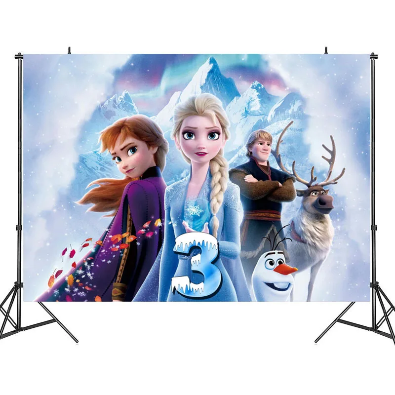 

Disney Frozen Party Backdrops Backdrop Number Age Curtain Photobooth Children's Birthday Party Wall Decorations Backdrop Stand