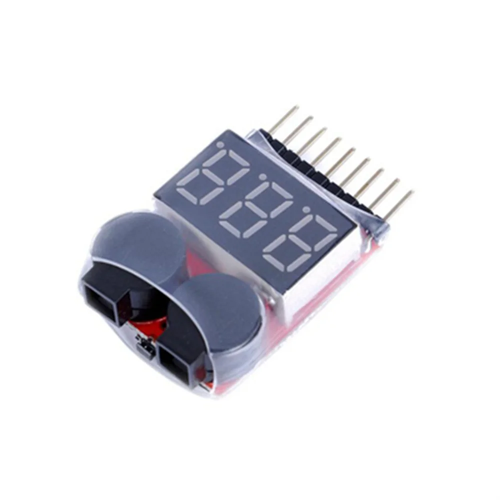 

New 1-8S Lipo Li-ion Fe Battery Voltage 2IN1 Indicator Tester Low Voltage Buzzer Alarm For RC Car Boat LED 3.7-30V Dual Speaker