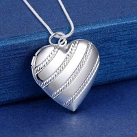 925 stamp silver necklace 18 inches heart photo frame pendant for women fashion trend jewelry christmas gifts