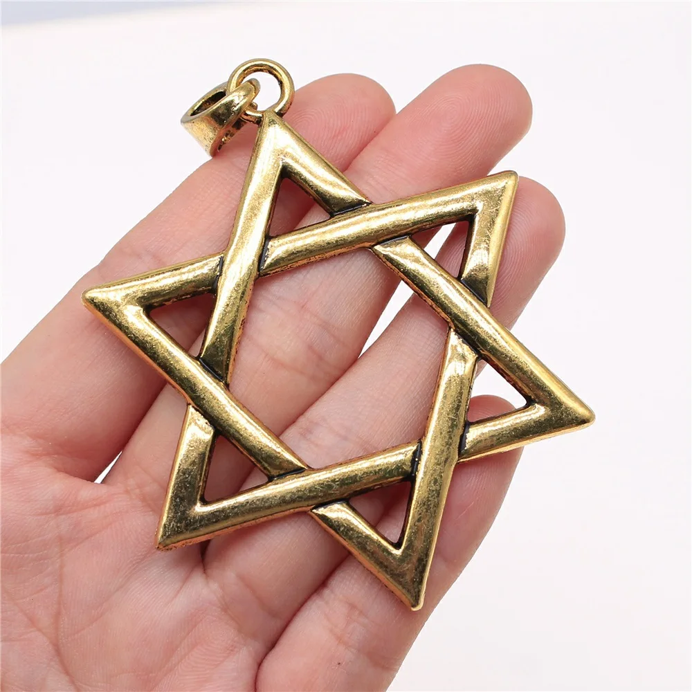 2 шт. 75x59 мм, античное золото, большая звезда, искусственная звезда для изготовления ювелирных изделий D10381