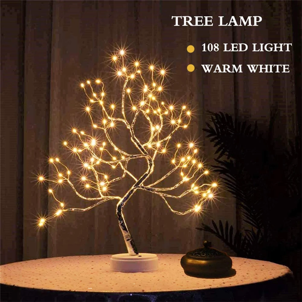 Mini Christmas Tree Copper Wire Garland Lamp For Kids Home Bedroom Decoration Decor Fairy Light Holiday lighting LED Night Light