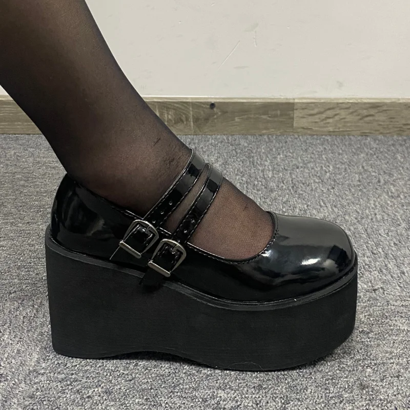 

Spring Women Pumps Mary Jane Super High Heel Platform Wedge Ladies Sandals Belt Buckle Classic Sweet Punk Female Lolita Shoes