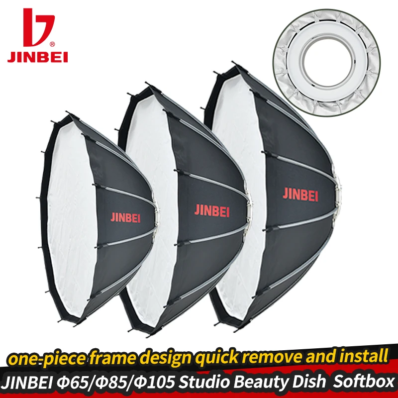 

JINBEI 65/85/105cm Studio Beauty Dish Softbox Photo Lighting Equipment+ Grid For Photography Live Video With Bowens Mount
