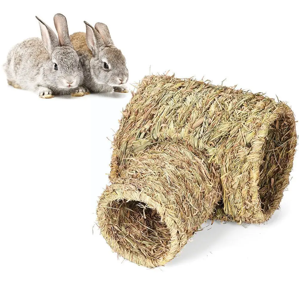 

Handcraft Woven Grass Hamster Rabbit House Cage Natural Grass Bed For Guinea Pigs Chinchillas Small Pets Chew Toy J2y1
