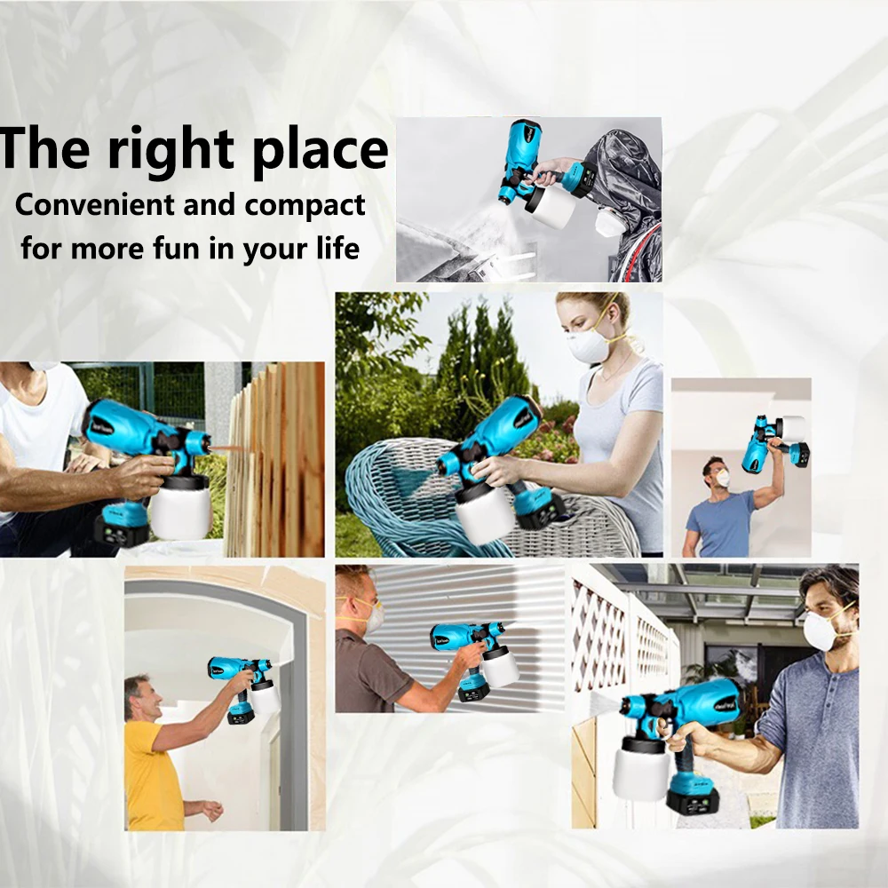 800ML Electric Spray Gun Cordless Paint Sprayer Auto Furniture Steel Coating Airbrush Compatible For Makita 18V Battery images - 6