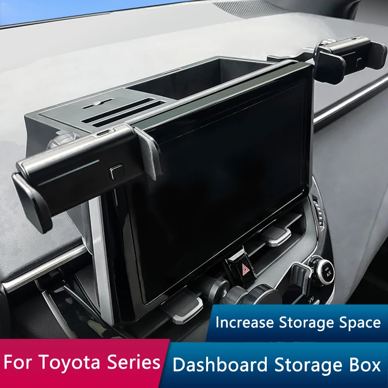 

QHCP Car Dashboard Storage Box Phone Bracket Holder Main Drive Co-pilot Fit For Toyota Highlander Kluger Corolla Sienna IZOA CHR