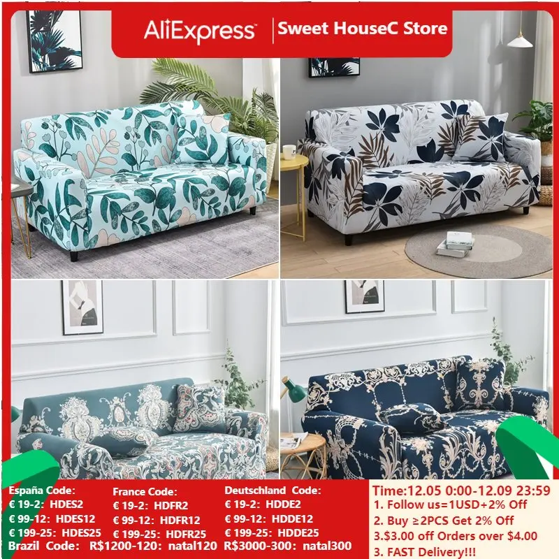 

Flowers Printed Stretch Sofa Cover Elastic Spandex Couch Slipcover L Shaped Corner Chaise Longue Sofa Covers Protector Washable
