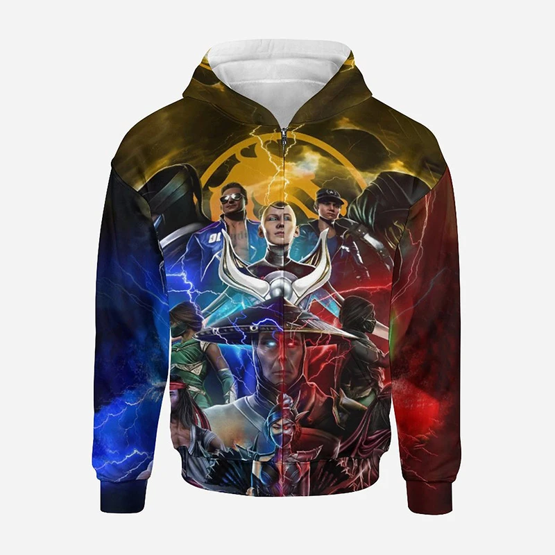 

3D Cartoon Print MK Game Mortal Kombat Zip up Hoodies Casual Harajuku Streetwear Fashion Zipper Sweatshirt Men Women Children