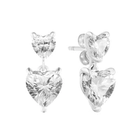 double heart sparkling stud earrings 925 sterling silver jewelry for woman make up fashion female earrings party jewelry
