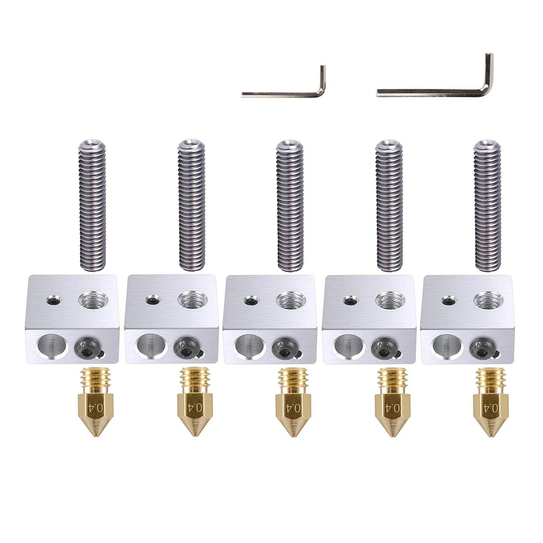 

5Pcs 30MM Length Extruder 1.75MM PTFE Throat Tube And 5Pcs 0.4MM Brass Extruder Nozzle Print Heads And 5Pcs Heater Blocks Hotend