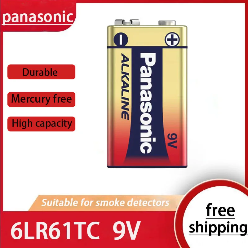 

Щелочная батарея Panasonic 9 В 6LR61TC для сигнализации, беспроводной микрофон, без ртути, длительный срок службы
