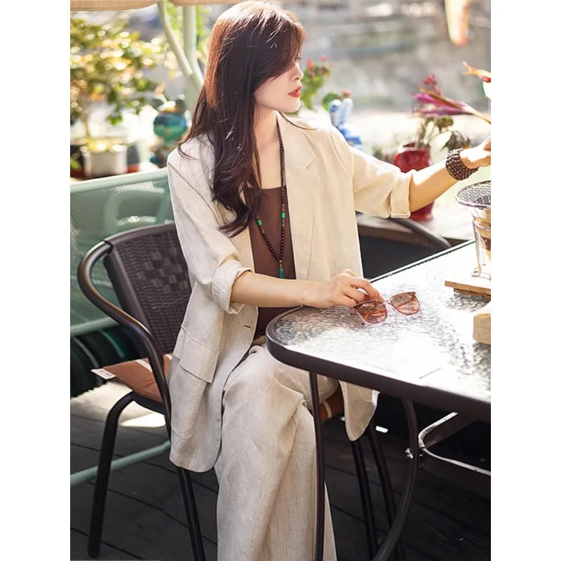 Женский Повседневный блейзер из хлопка и льна SuperAen весенне-летние свободные