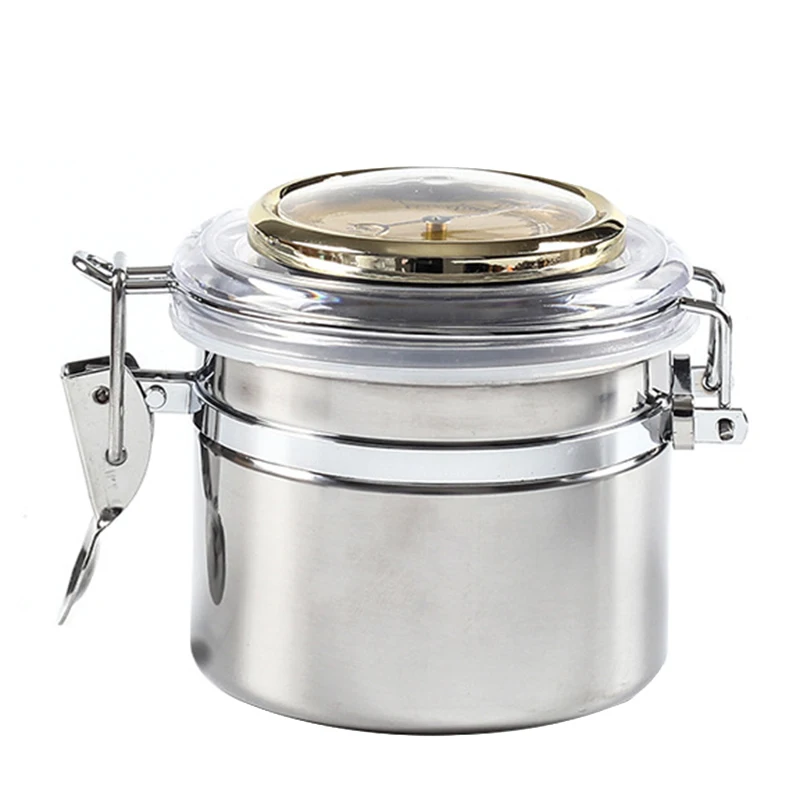 

Cigarette/Cigar Sealed Moisturizing Can with Hygrometer Stainless Steel Coffee Bean Storage Jar-S