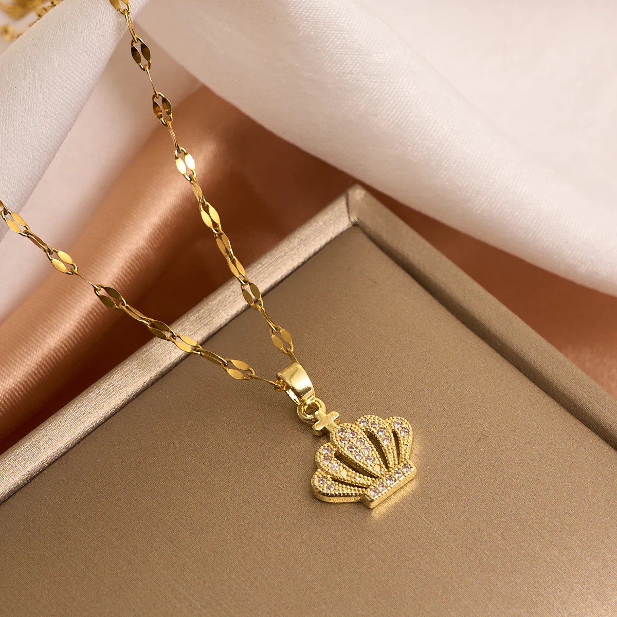 Модное и роскошное ожерелье с подвеской в виде короны Креста бриллиантами-лучший