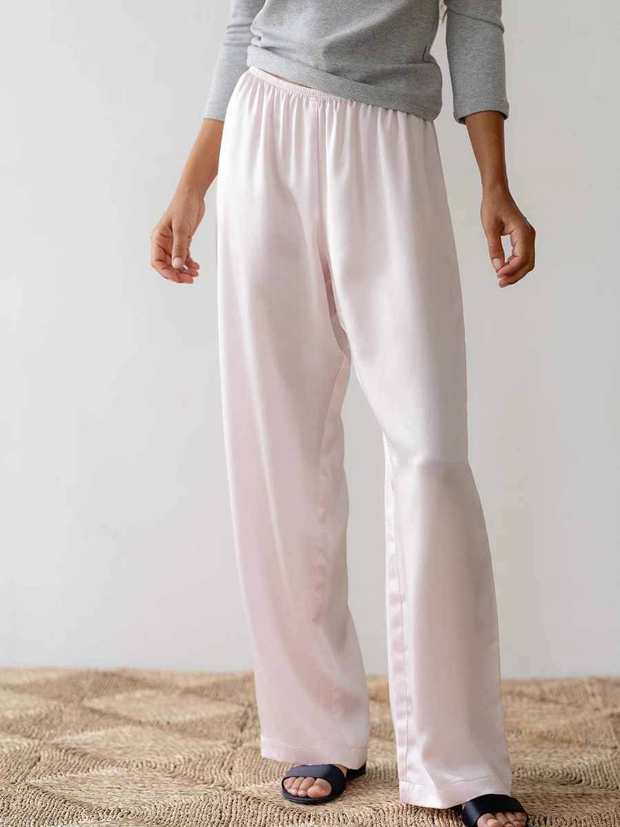 Брюки для женщин весна-осень однотонные шелковые узкие брюки отдыха эластичный