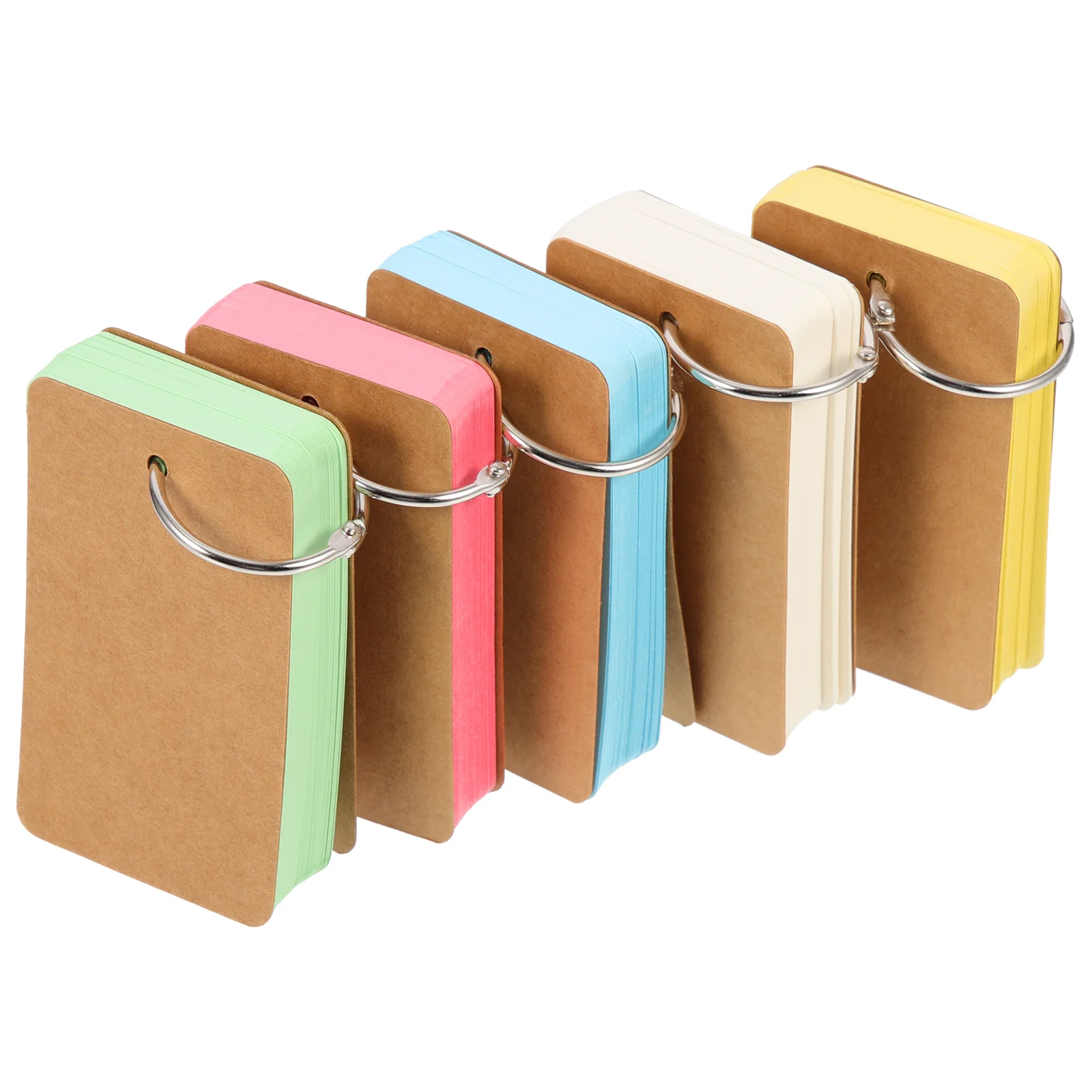 

5 Pcs Card Stock Portable Words Cards Spiral Binder Learning Memory Coloured Note Pad Rings Writing Flash Blank