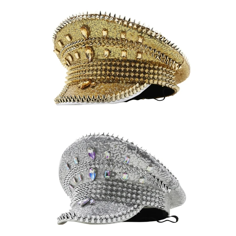 

Bejeweled Captain Hat Crystal Sequins Hat for Bachelorette Party Drop shipping