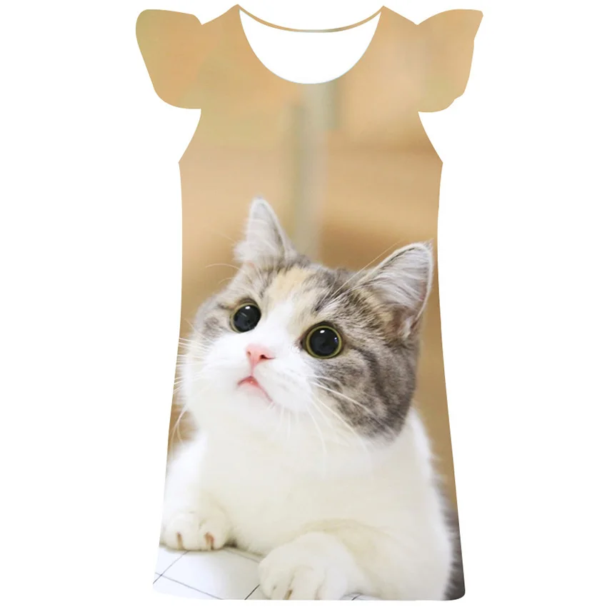 

Платье принцессы с кошками, одежда, детские платья для девочек, детские платья на Рождество, вечернее платье, одежда, Новые повседневные пла...