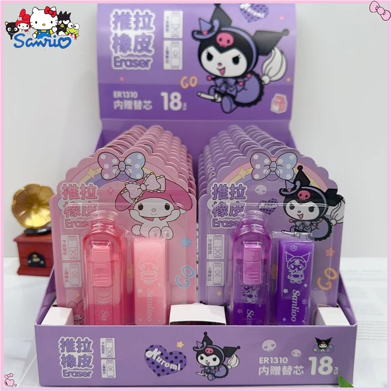 

Sanrio New Push-Pull Eraser Cartoon Cute Kuromi Eraser Replaceable Core Melody Eraser Student Learning Stationery Semester Award