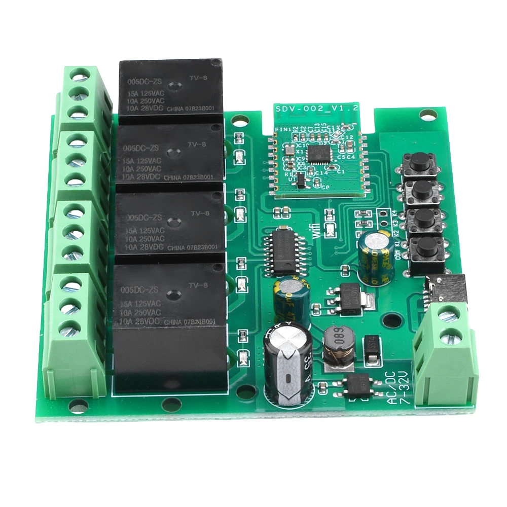 

Релейный коммутационный модуль eWeLink 7-32 в, 4-канальный/2-канальный Wi-Fi модуль с поддержкой Bluetooth, DC/AC 7-32 В, Type-C, для умного дома, беспроводная плата