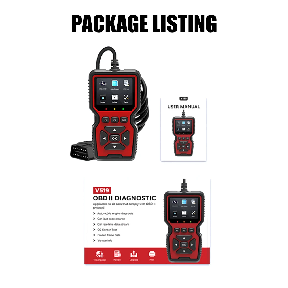 Автомобильная карта для считывания кода V519 OBD2 9 стандартных протоколов OBD II/EOBD