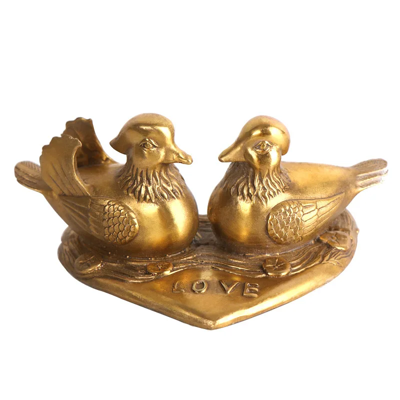 

Pure Copper Mandarin Duck Decoration Thrill of a Romance Heart-Shaped Home Decorations Wedding Gifts