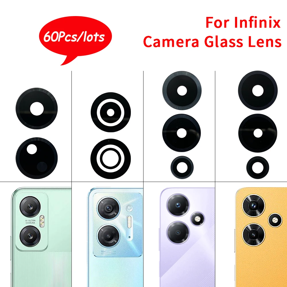 60 шт. стекло объектива задней камеры для Infinix Hot 20 20S Play 30 5G 30i X669 40 Pro крышка с